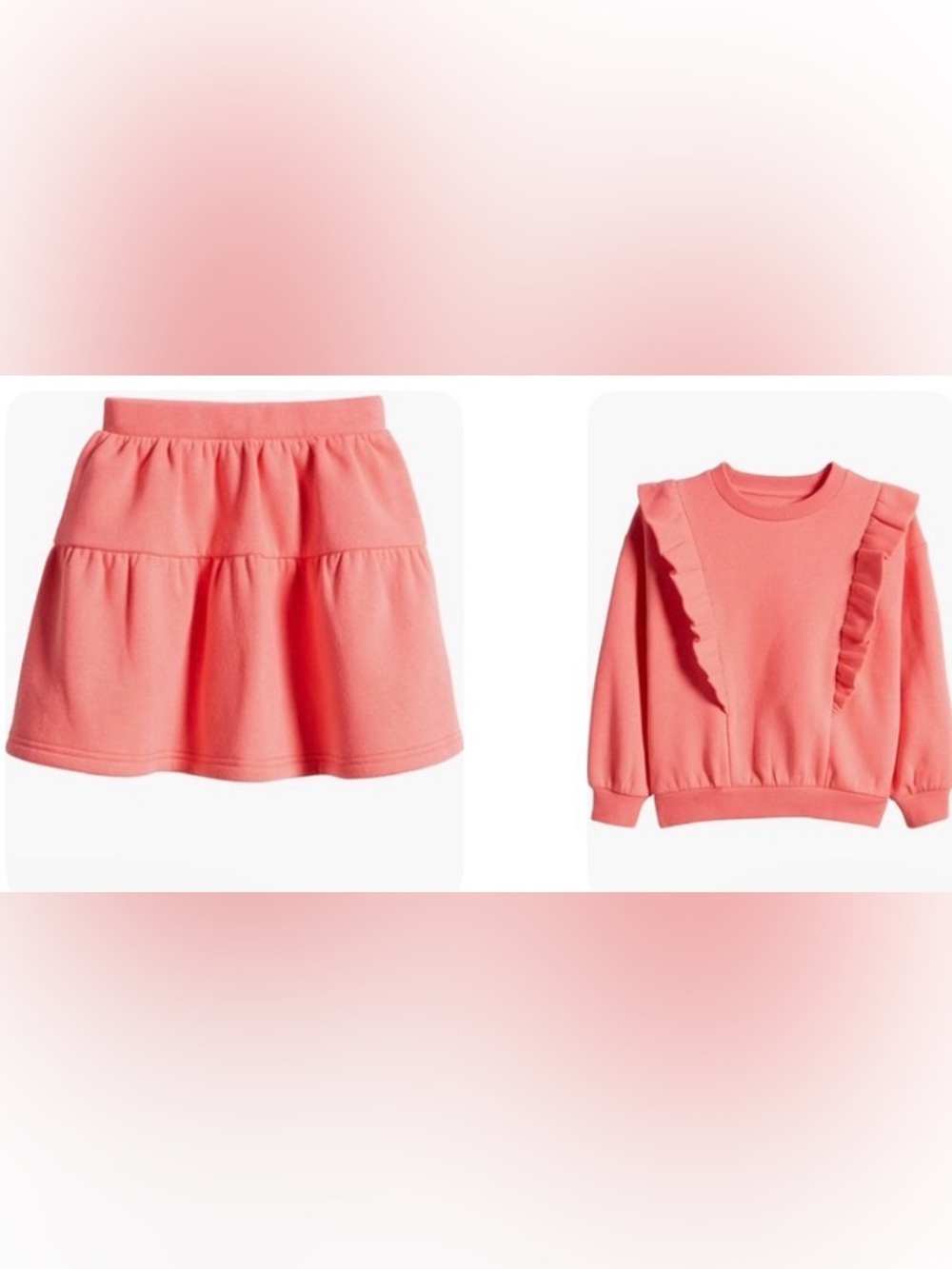 Coral Pink Ruffle Sweatshirt and Skirt Set Tucker and Tate size 6